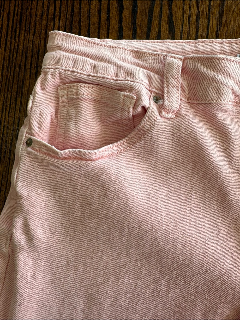 Zenana Wide Leg Raw Hem Dusty Pink Jeans Large Girly High Waist Measures 30x29 - Picture 5 of 14